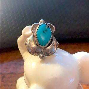 Turquoise like silver tone ring